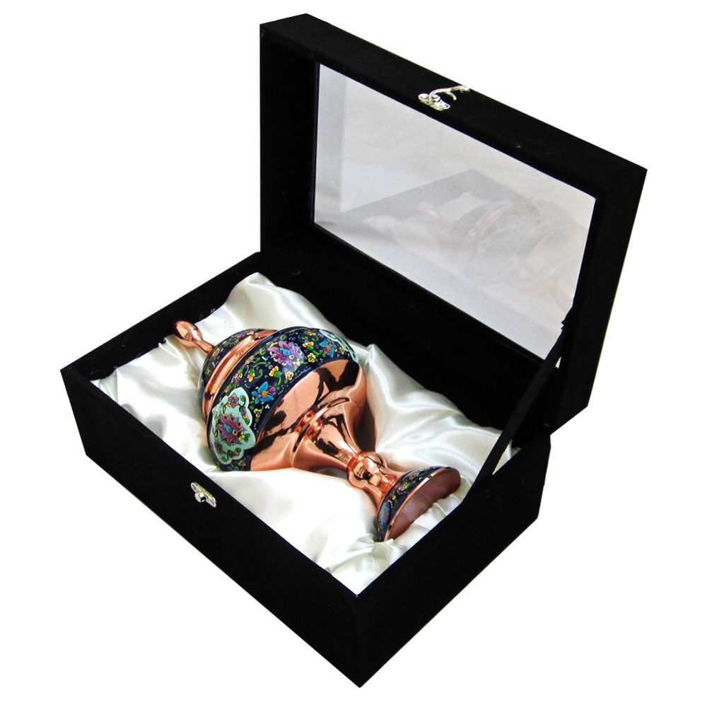 Price and Buy Handcrafted Persian Copper Sugar Bowl with Lid – Minakari Enameled Pishvaz - Image 4