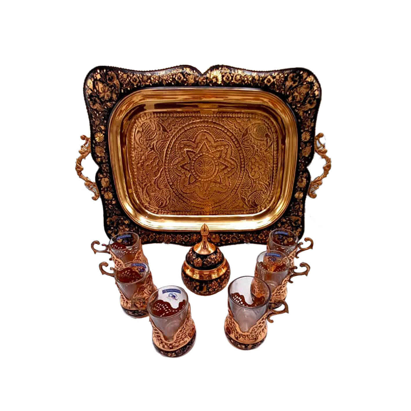 Price and Buy Handcrafted Persian Copper Tea & Coffee Set – Engraved - Image 3