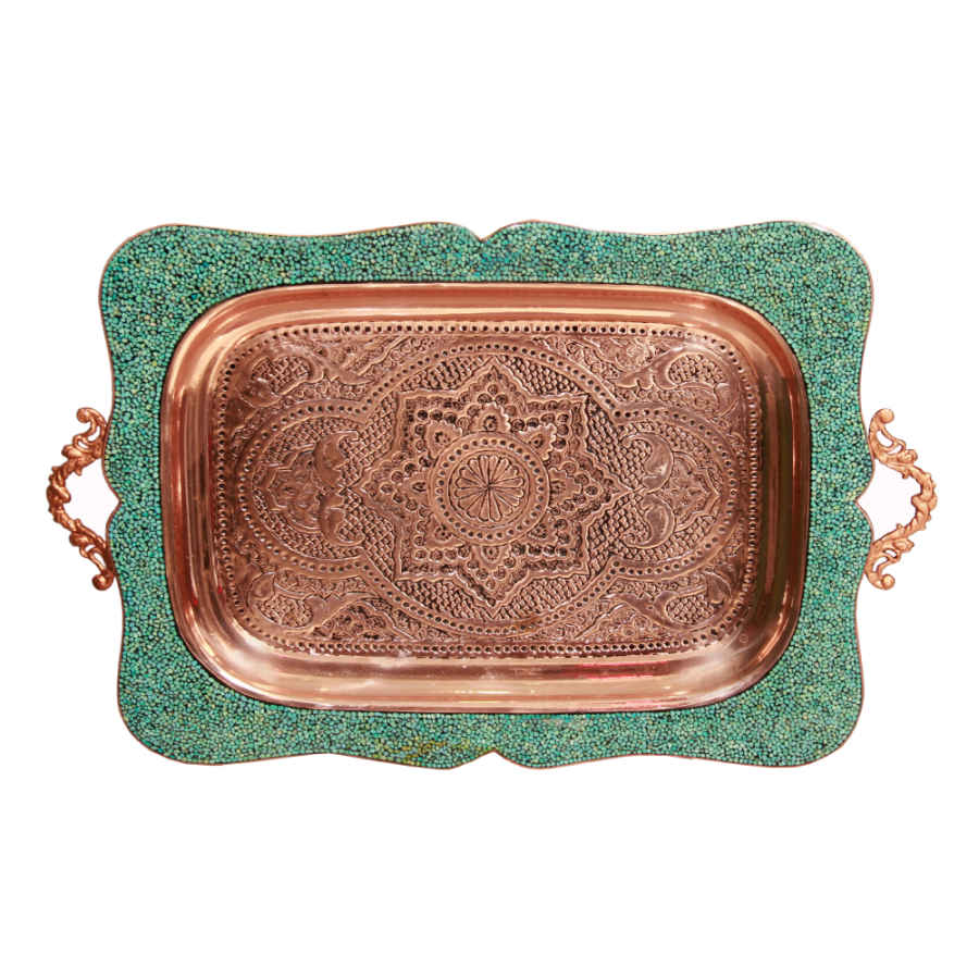 Price and Buy Handcrafted Persian Copper Tea & Coffee Set – Inlaid Turquoise Elina - Image 3