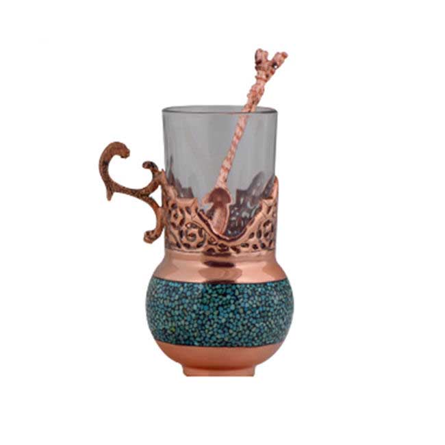 Price and Buy Handcrafted Persian Copper Tea & Coffee Set – Inlaid Turquoise - Image 3