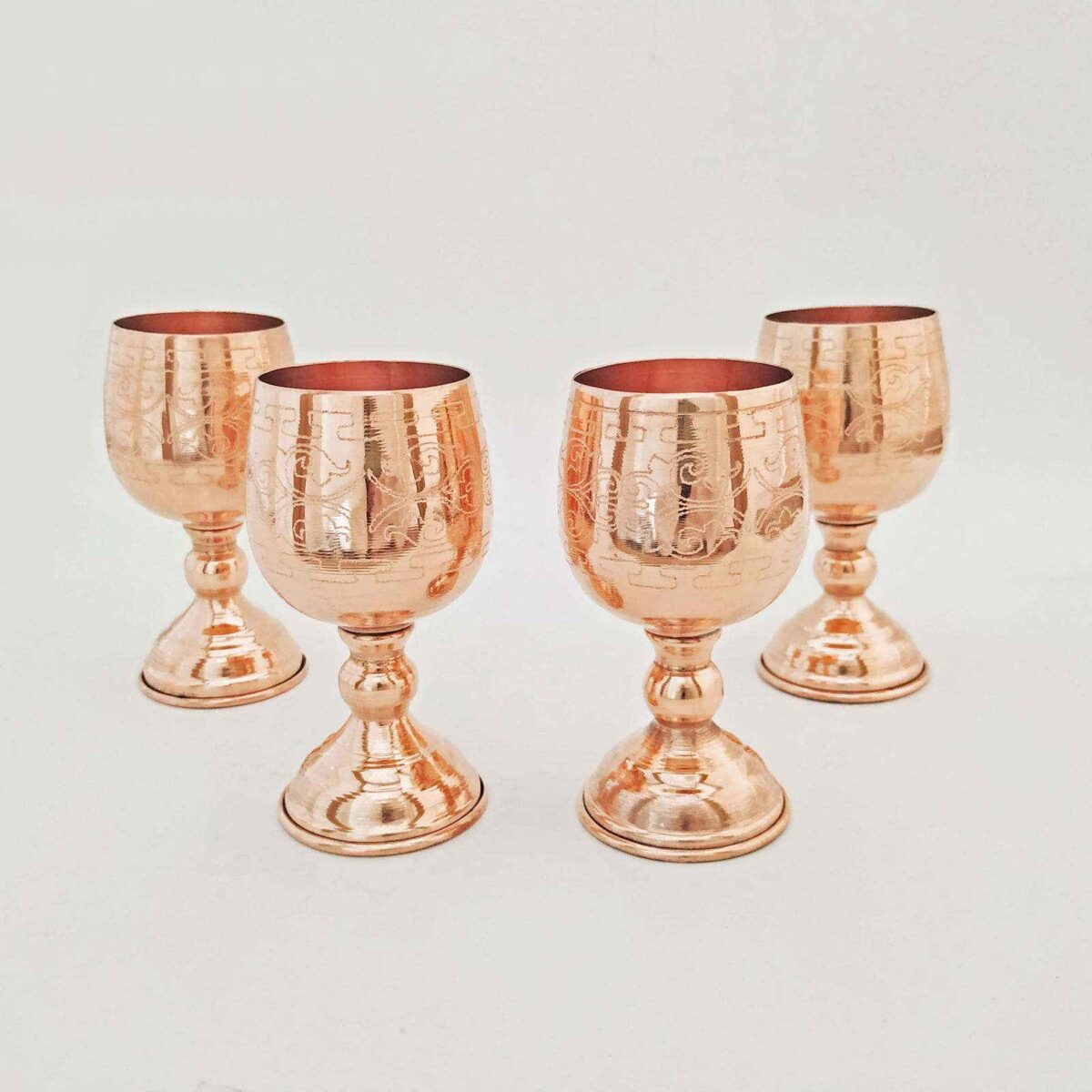 Price and Buy Handcrafted Persian Copper Wine Glass Stemware – Hammered Model Zarin - Image 3
