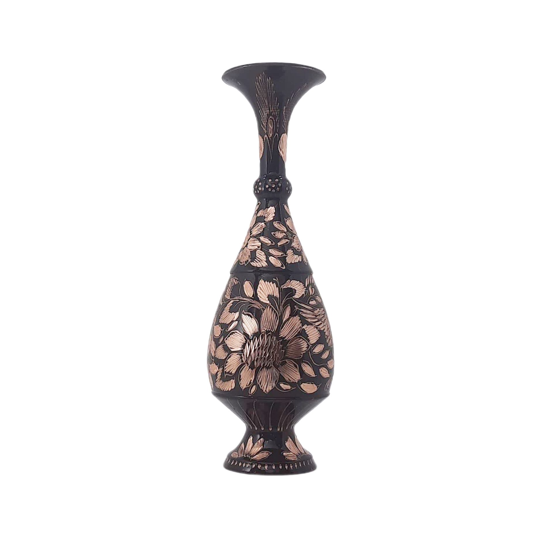 Price and Buy Handcrafted Persian Engraved Copper Vase Decorative with Birds & Flowers Design