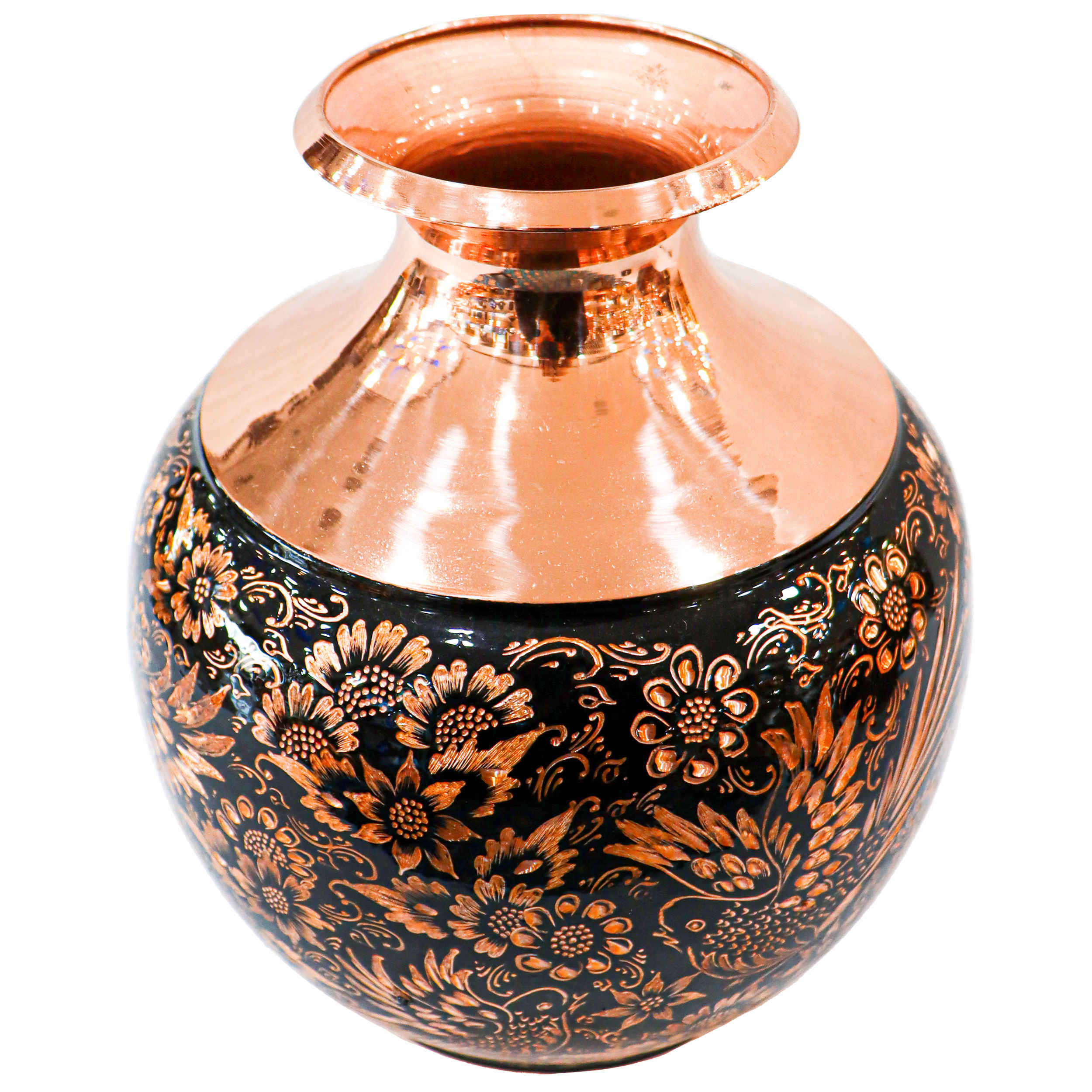 Price and Buy Handcrafted Persian Engraved Copper Vase Decorative with Birds & Flowers Design