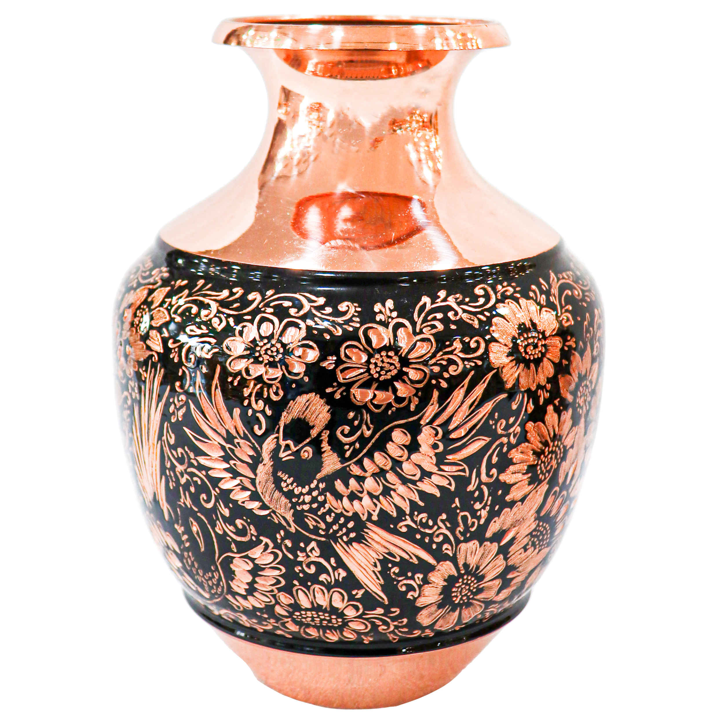 Price and Buy Handcrafted Persian Engraved Copper Vase Decorative with Birds & Flowers Design - Image 3
