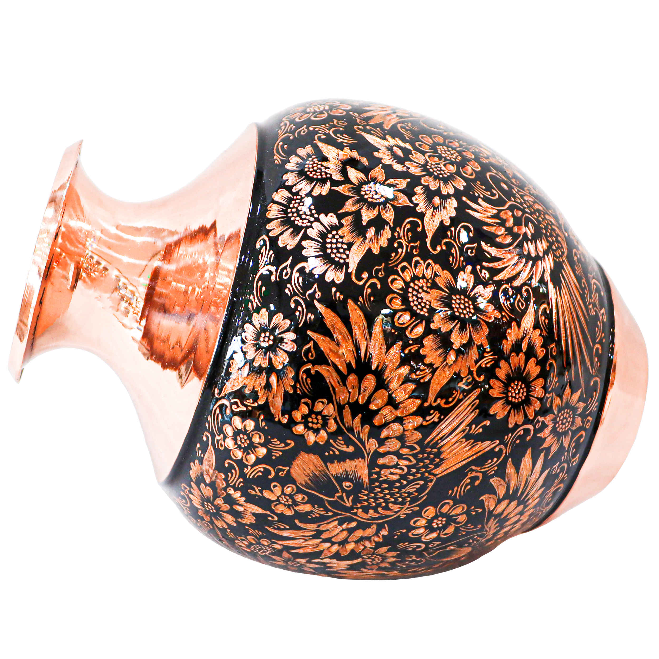 Price and Buy Handcrafted Persian Engraved Copper Vase Decorative with Birds & Flowers Design - Image 4