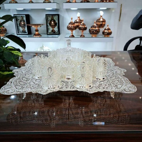 Price and Buy Handcrafted Persian Filigree Tea & Coffee Set – with Silver Coated | 8 Pieces_69016967eace7.jpeg Price and Buy Handcrafted Persian Filigree Tea & Coffee Set – with Silver Coated | 8 Pieces