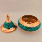 Price and Buy Handcrafted Persian Inlaid Turquoise Copper Sugar Bowl Aram - Image 3