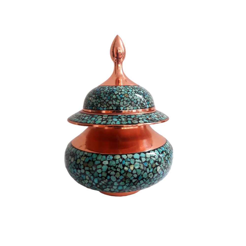 Price and Buy Handcrafted Persian Inlaid Turquoise Copper Sugar Bowl Nafas_68fbdc0e91ae1.jpeg Price and Buy Handcrafted Persian Inlaid Turquoise Copper Sugar Bowl Nafas - Image 1