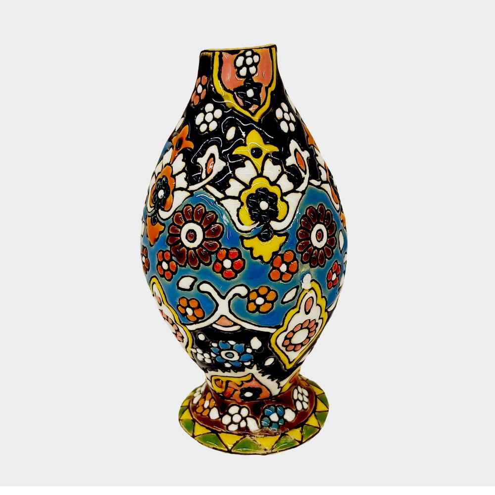 Price and Buy Handcrafted Persian Pottery Pen Holder for Desk – Minakari Enameled, Floral - Image 3