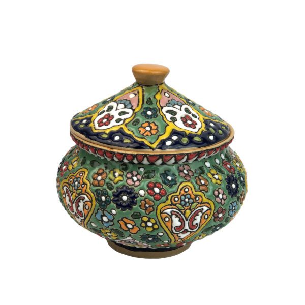 Price and Buy Handcrafted Persian Pottery Sugar Bowl with Lid – Minakari Enameled with Floral Design_69003eafb5da2.jpeg Price and Buy Handcrafted Persian Pottery Sugar Bowl with Lid – Minakari Enameled with Floral Design