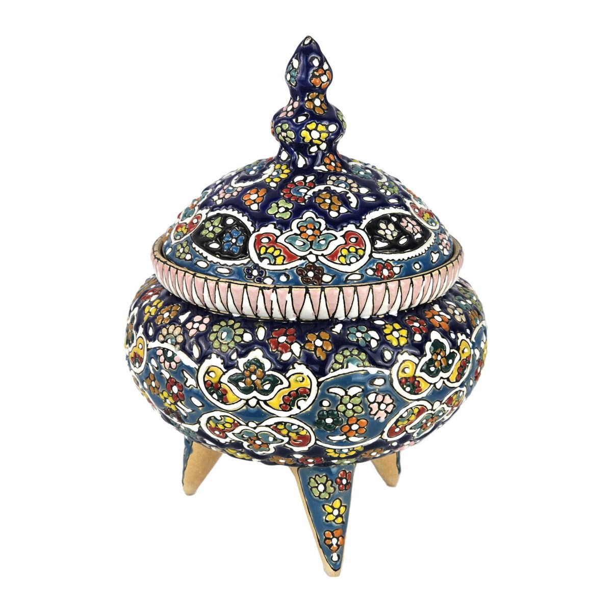 Price and Buy Handcrafted Persian Pottery Sugar Bowl with Lid – Minakari Enameled