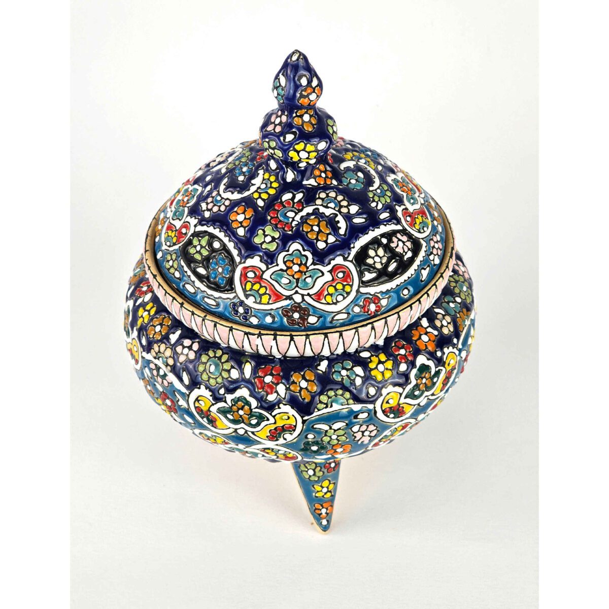 Price and Buy Handcrafted Persian Pottery Sugar Bowl with Lid – Minakari Enameled - Image 6