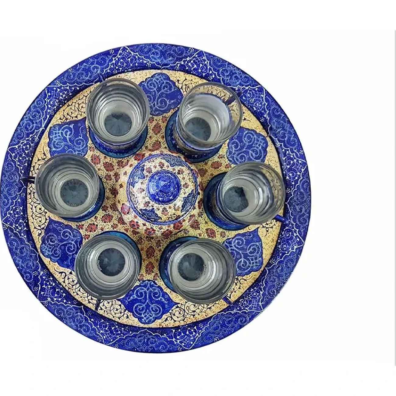 Price and Buy Handcrafted Persian Pottery Tea & Coffee Set – Minakari Enameled in Yellow - Image 4