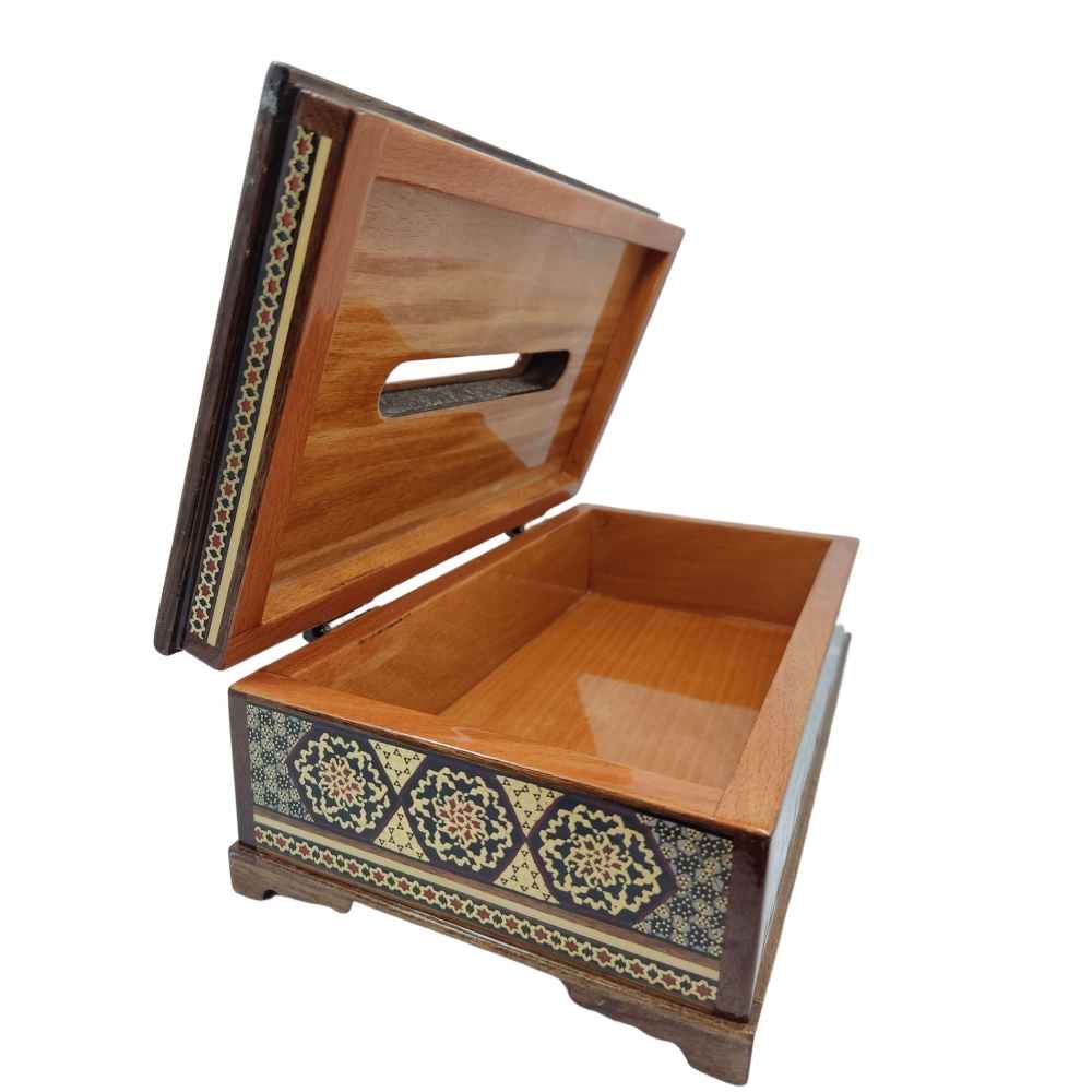 Price and Buy Handcrafted Persian Wooden Tissue Box Cover – Khatamkari Parsa - Image 3