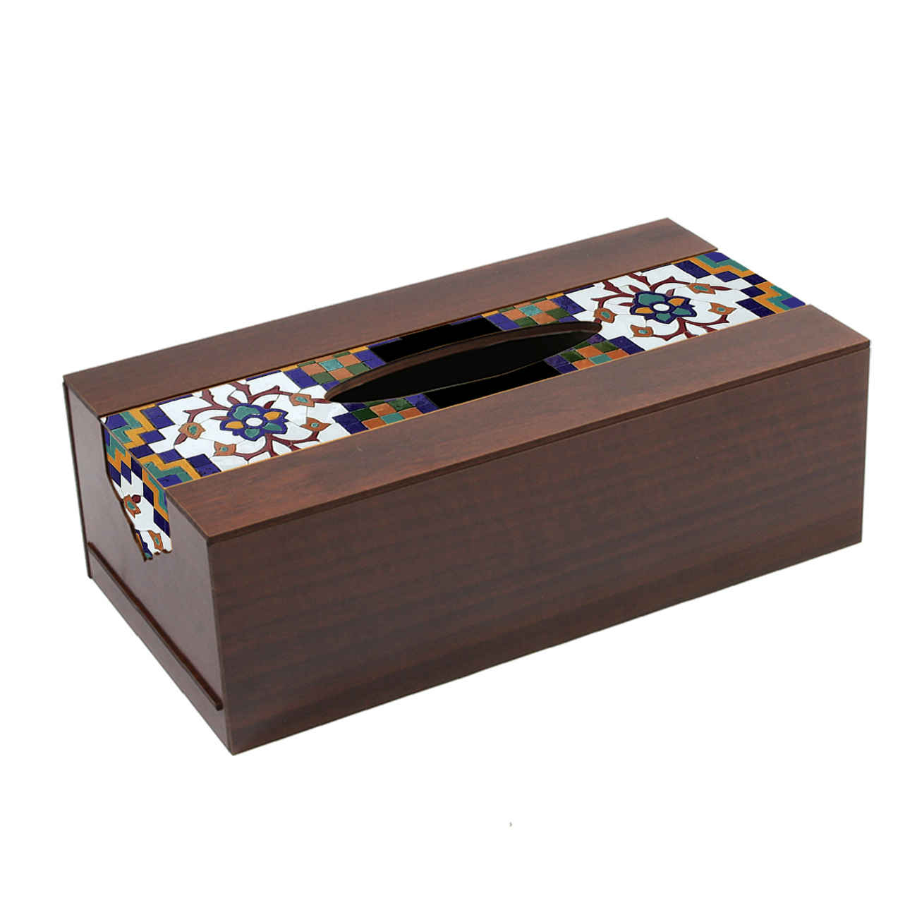 Price and Buy Handcrafted Persian Wooden Tissue Box with Geometric Design
