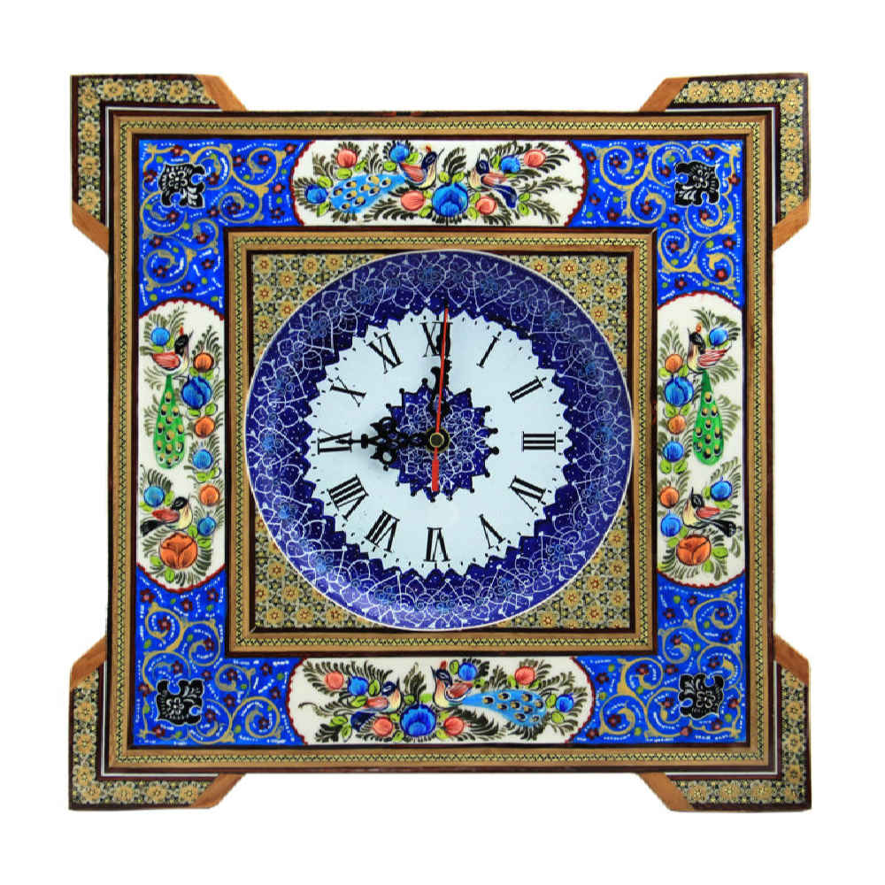 Price and Buy Handcrafted Persian Wooden Wall Clock – Khatam Marquetry Art, Anisa