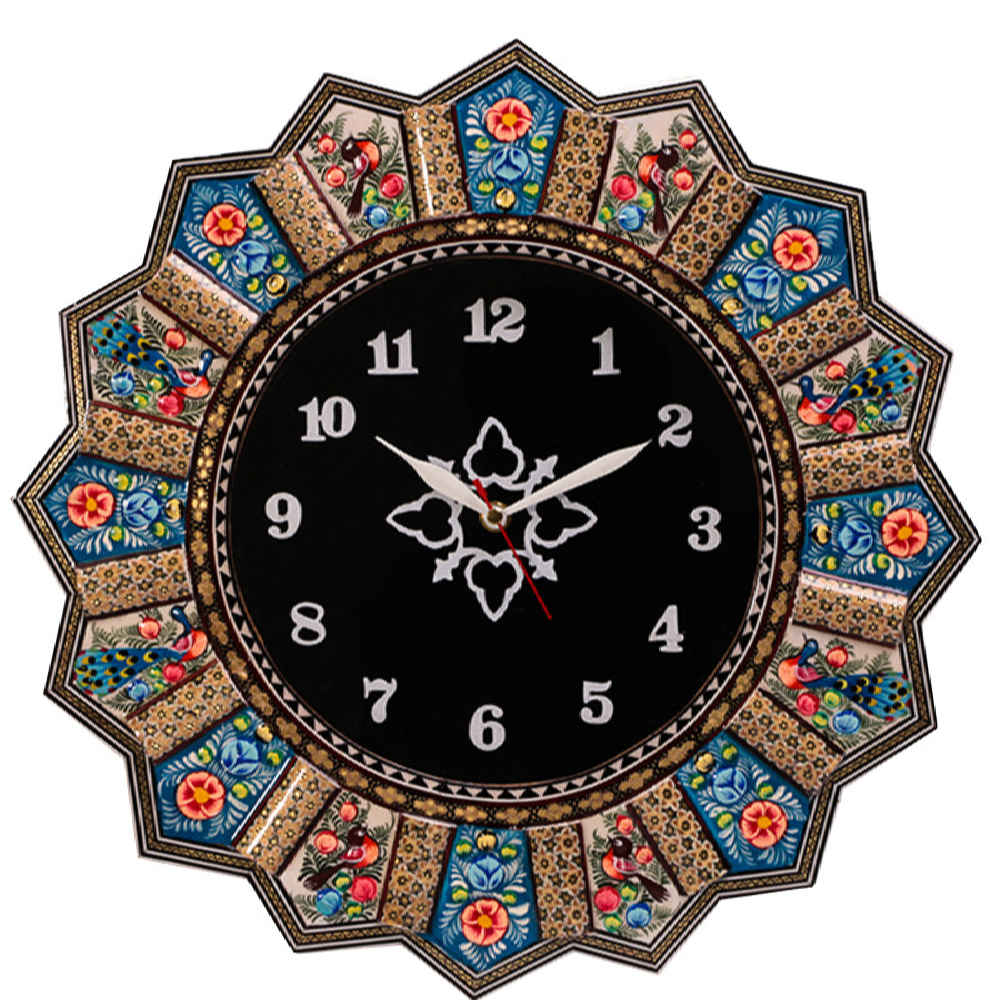 Price and Buy Handcrafted Persian Wooden Wall Clock – Khatam Marquetry Art, Hana
