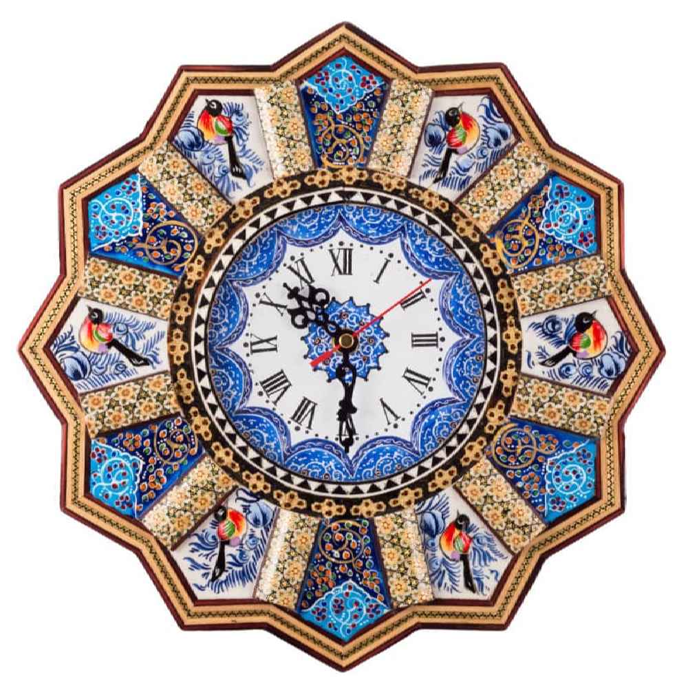 Price and Buy Handcrafted Persian Wooden Wall Clock – Khatam Marquetry Art, Khorshidi
