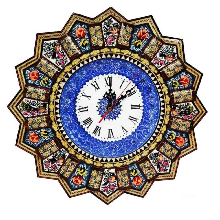 Price and Buy Handcrafted Persian Wooden Wall Clock – Khatam Marquetry Art, Tiara