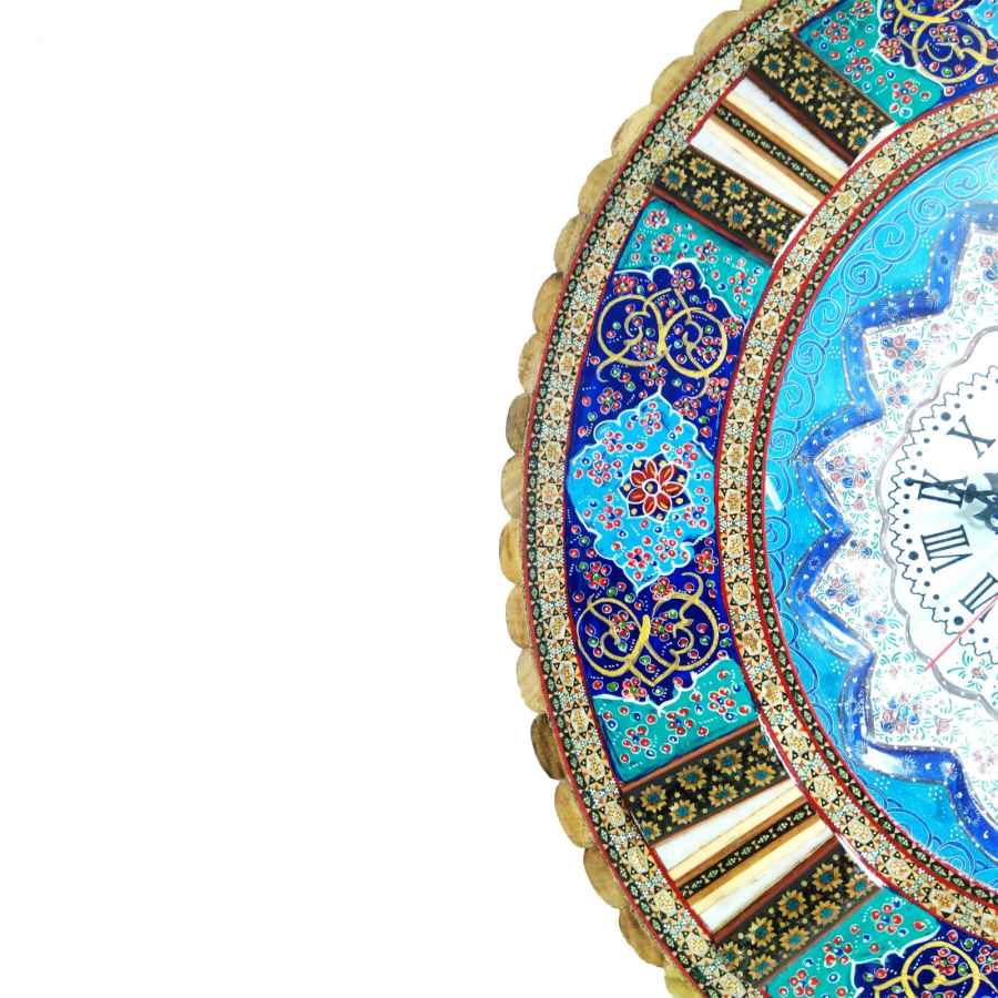 Price and Buy Handcrafted Persian Wooden Wall Clock – Minakari Enameled Sunshine - Image 3
