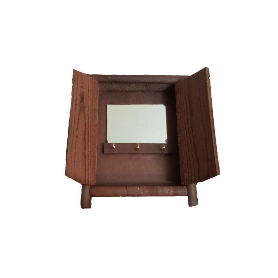 Price and Buy Handcrafted Persian Wooden Wall Key Holder with Traditional Style and 3 Hooks & Mirror - Image 3