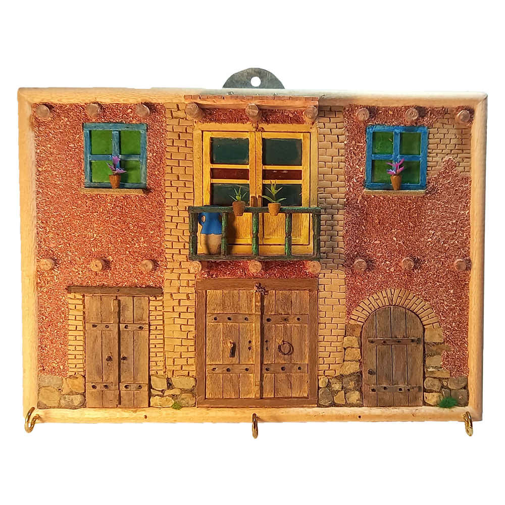 Price and Buy Handcrafted Persian Wooden Wall Key Holder with Traditional Style House