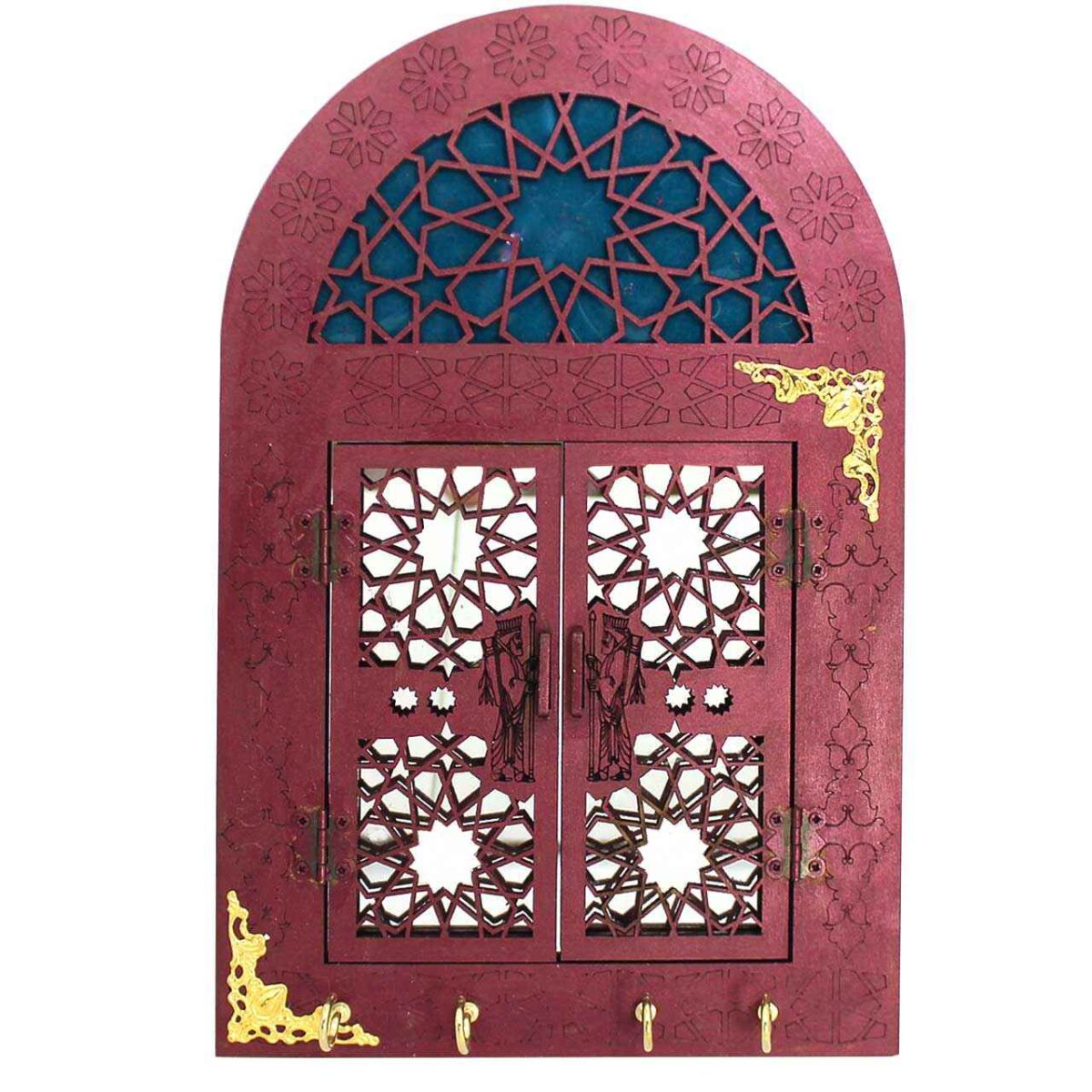 Price and Buy Handcrafted Persian Wooden Wall Key Holder with Traditional Style in Magenta
