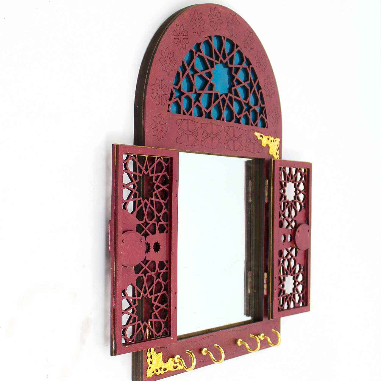 Price and Buy Handcrafted Persian Wooden Wall Key Holder with Traditional Style in Magenta - Image 3