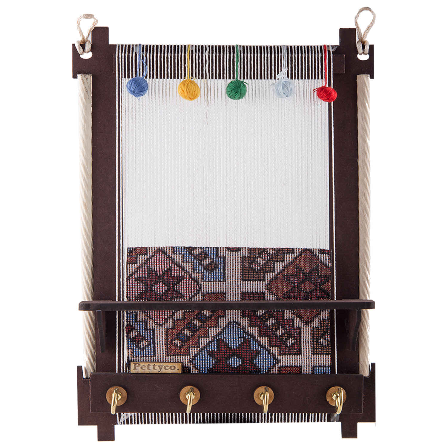 Price and Buy Handcrafted Persian Wooden Wall Key Holder with Traditional Style Weaving Loom Kit Design