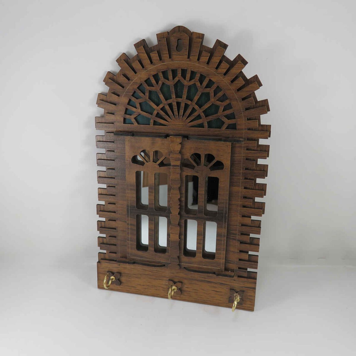 Price and Buy Handcrafted Persian Wooden Wall Key Holder with Traditional Style Window Design - Image 3