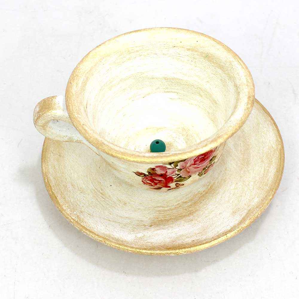 Price and Buy Handcrafted Pottery Incense Holder – Flowers Cup & Saucer Design - Image 3