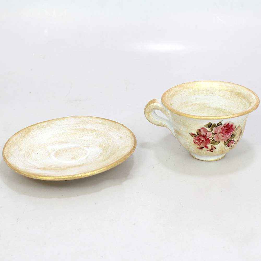 Price and Buy Handcrafted Pottery Incense Holder – Flowers Cup & Saucer Design - Image 4