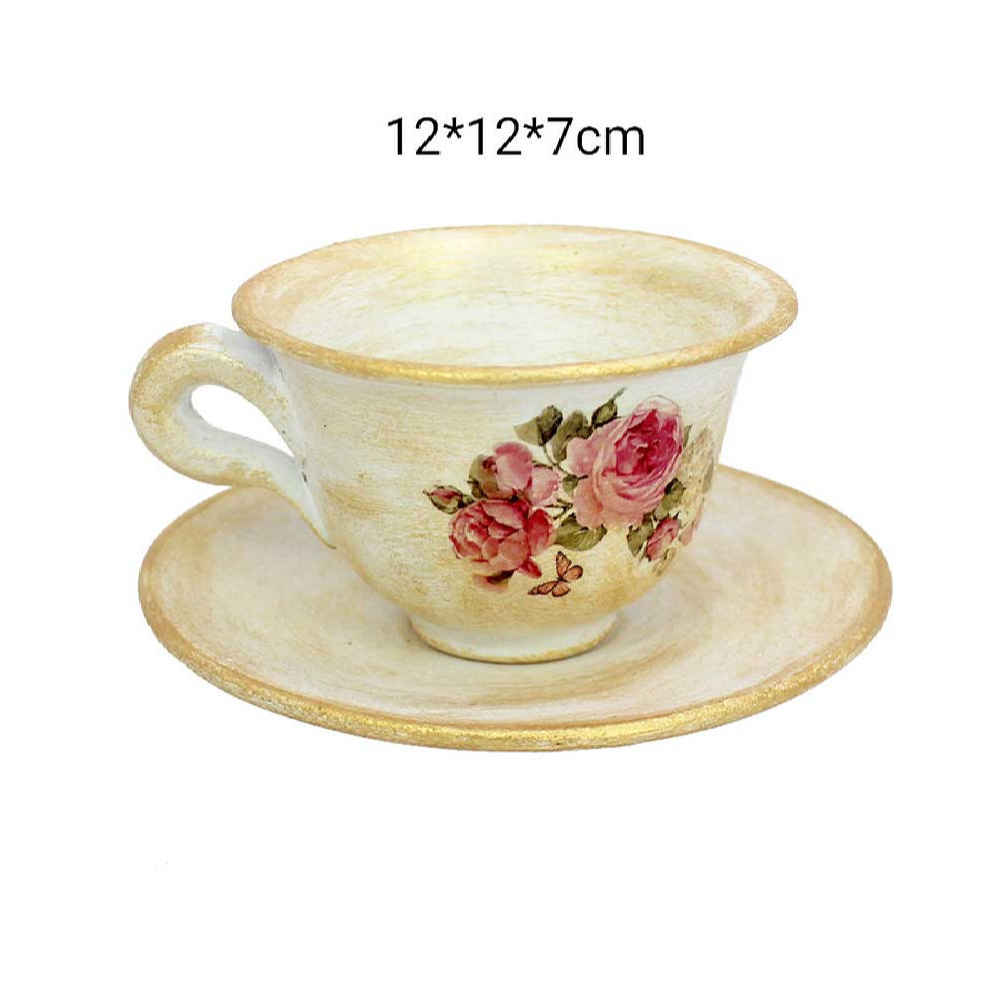 Price and Buy Handcrafted Pottery Incense Holder – Flowers Cup & Saucer Design - Image 5