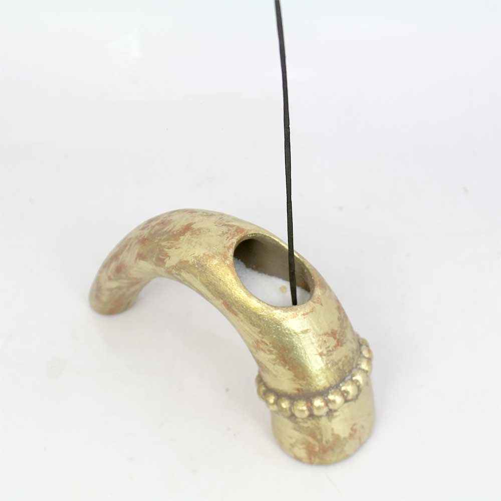Price and Buy Handcrafted Pottery Incense Sculpture – Horns Design - Image 3
