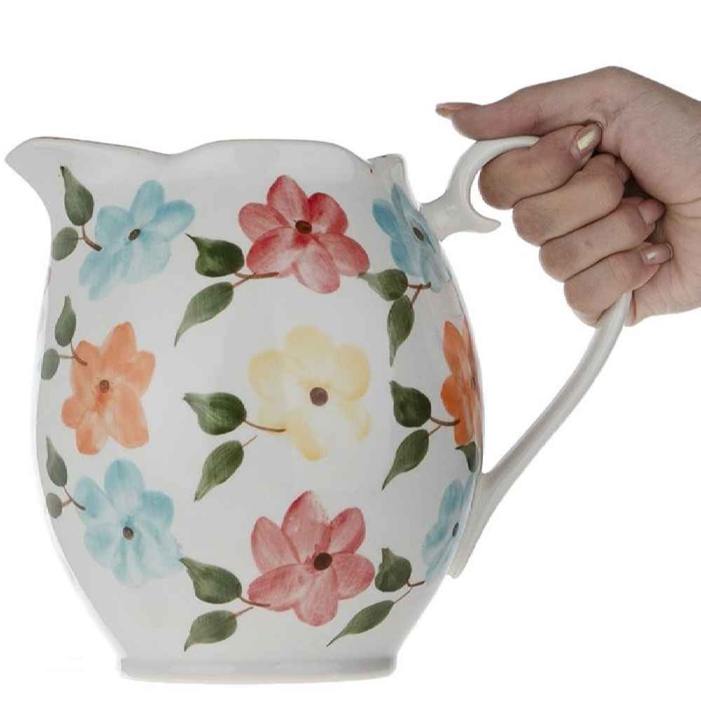 Price and Buy Handcrafted Pottery Pitcher with Floral Bahar Design - Image 4