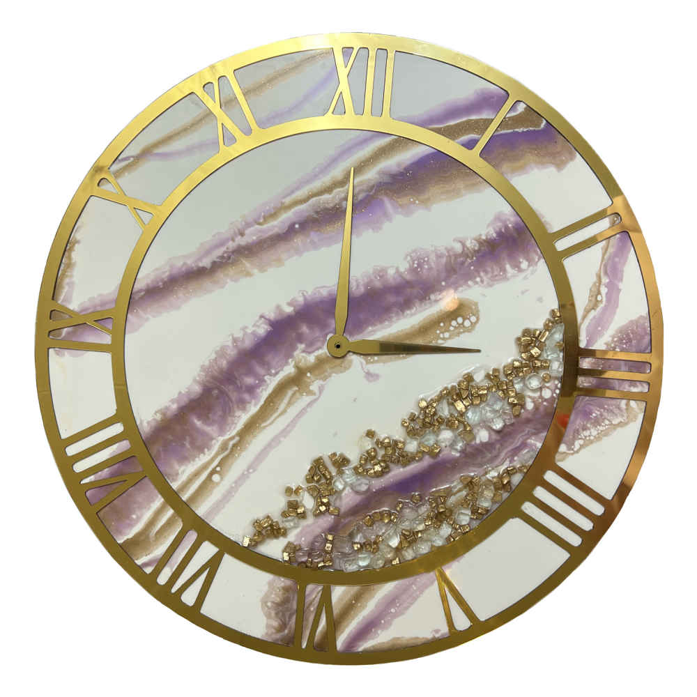 Price and Buy Handcrafted Resin Wall Clock – Abstract Style Marble Design