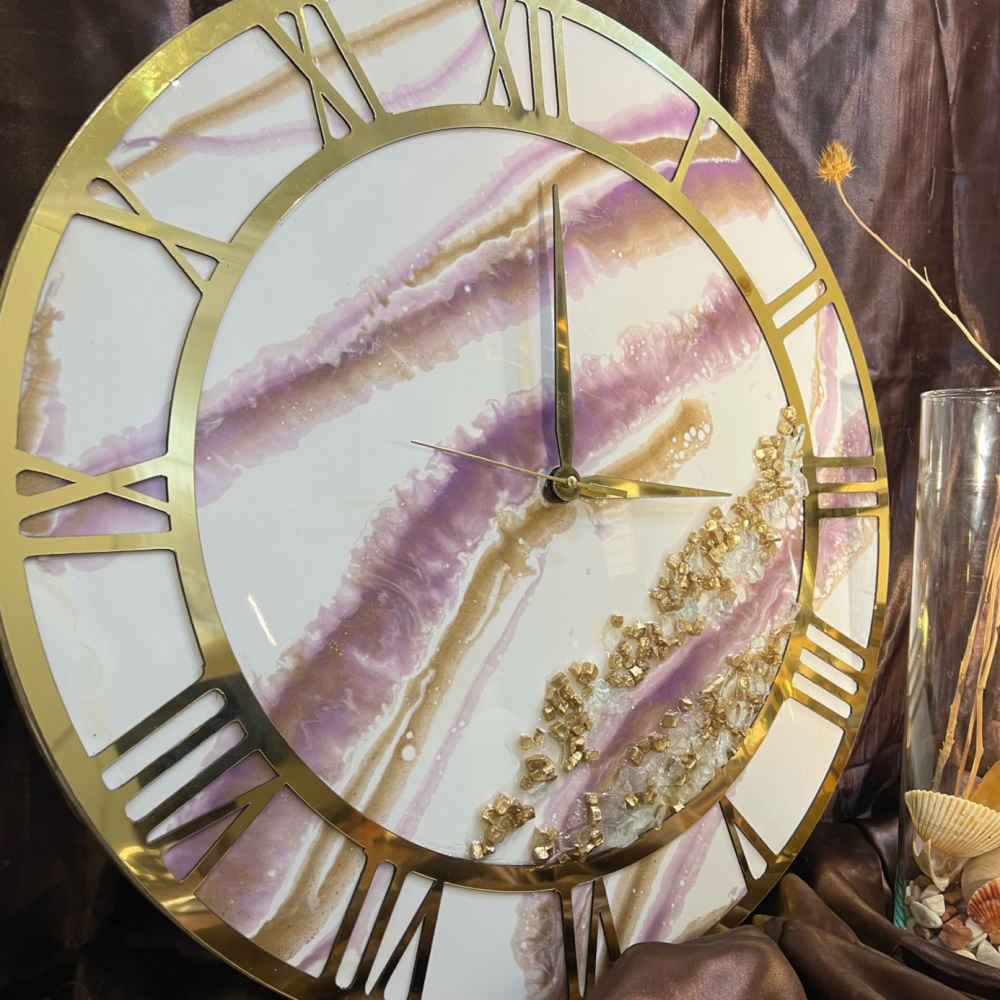 Price and Buy Handcrafted Resin Wall Clock – Abstract Style Marble Design - Image 3