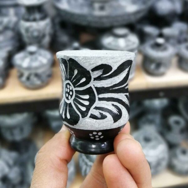 Price and Buy Handcrafted Stone Coffee Cup for Coffee Lover with Leaf & Flower Design (2-Piece)