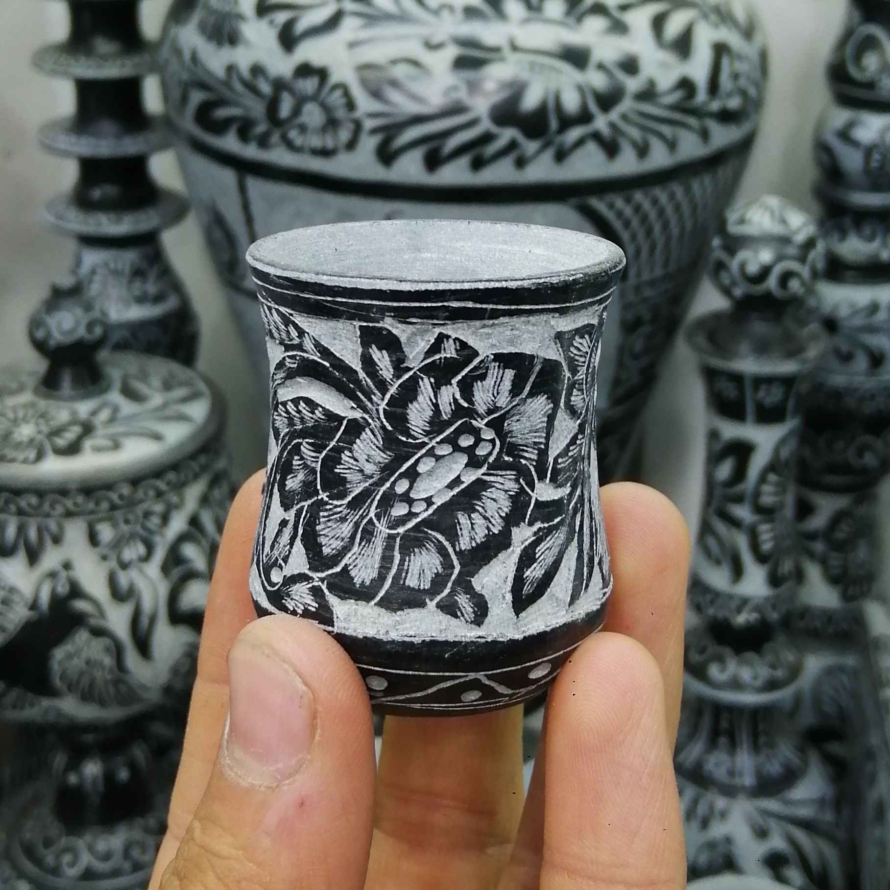 Price and Buy Handcrafted Stone Coffee Cup with Flower Design for Your Morning Brew (2-Piece)