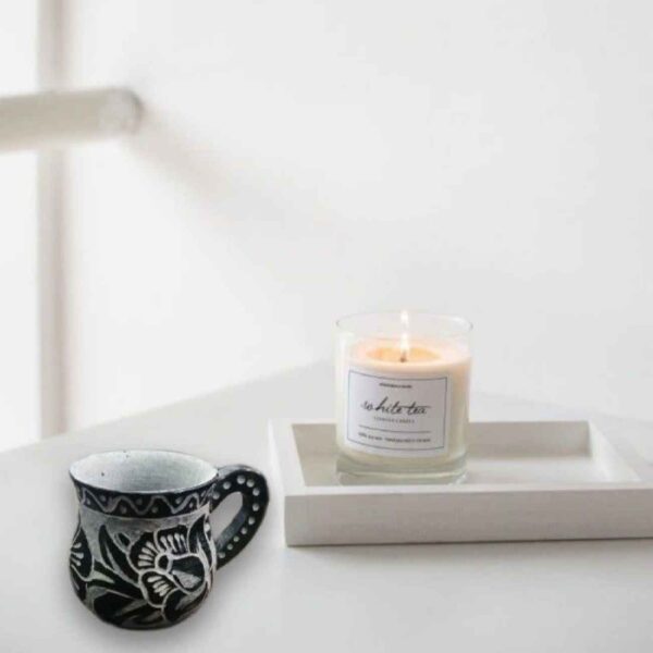 Price and Buy Handcrafted Stone Coffee Cup with Handle & Flower Design (2-Piece)