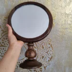 Price and Buy Handcrafted Walnut Mirror Frame & Candlesticks – 30 cm Height Rustic Set - Image 3