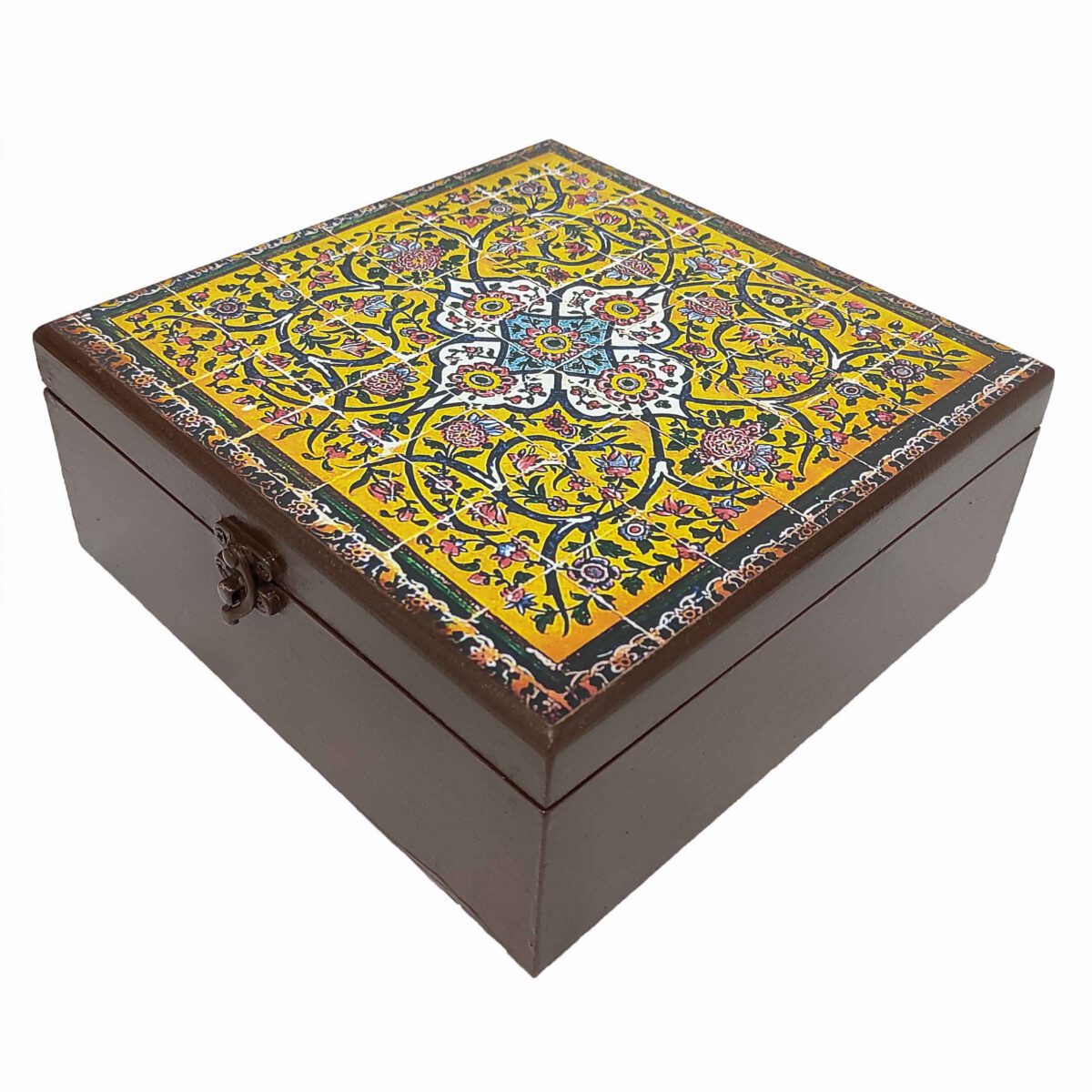 Price and Buy Handcrafted Wooden Candy Box with Persian Tile Design
