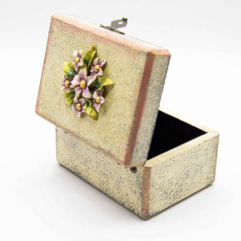 Price and Buy Handcrafted Wooden Jewelry Box with Decorative Flowers - Image 4