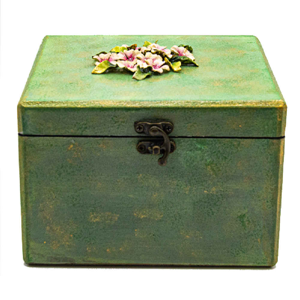 Price and Buy Handcrafted Wooden Jewelry Box with Decorative Pink Flowers
