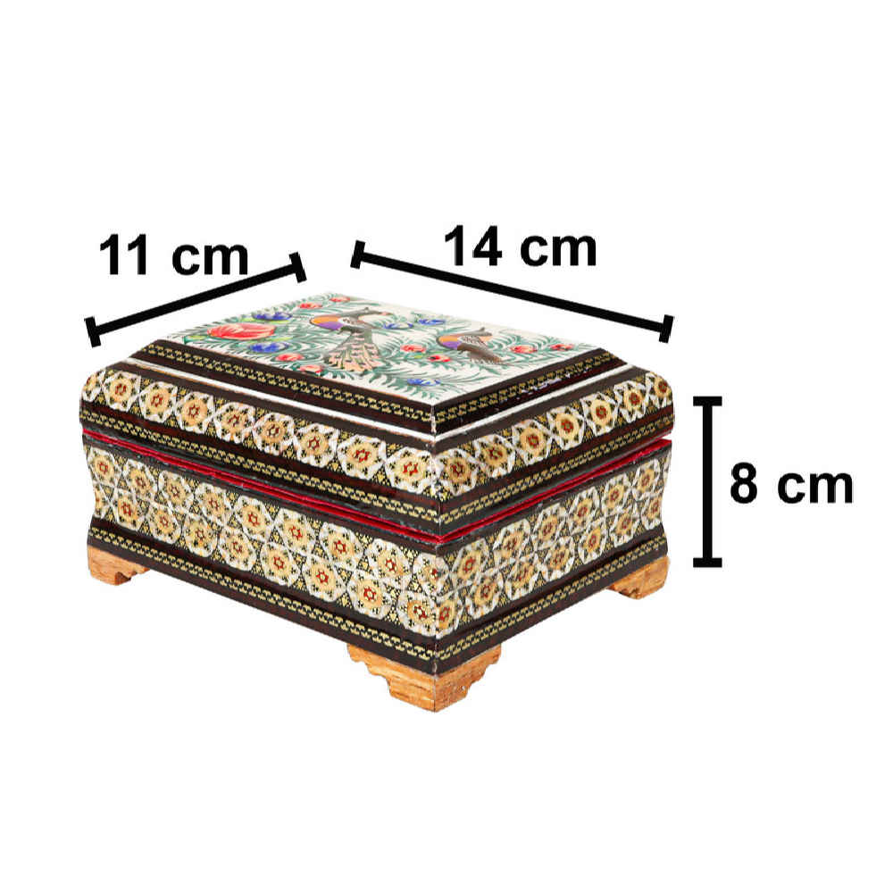 Price and Buy Handcrafted Wooden Jewelry Box with Persian Khatam Birds Pattern - Image 3