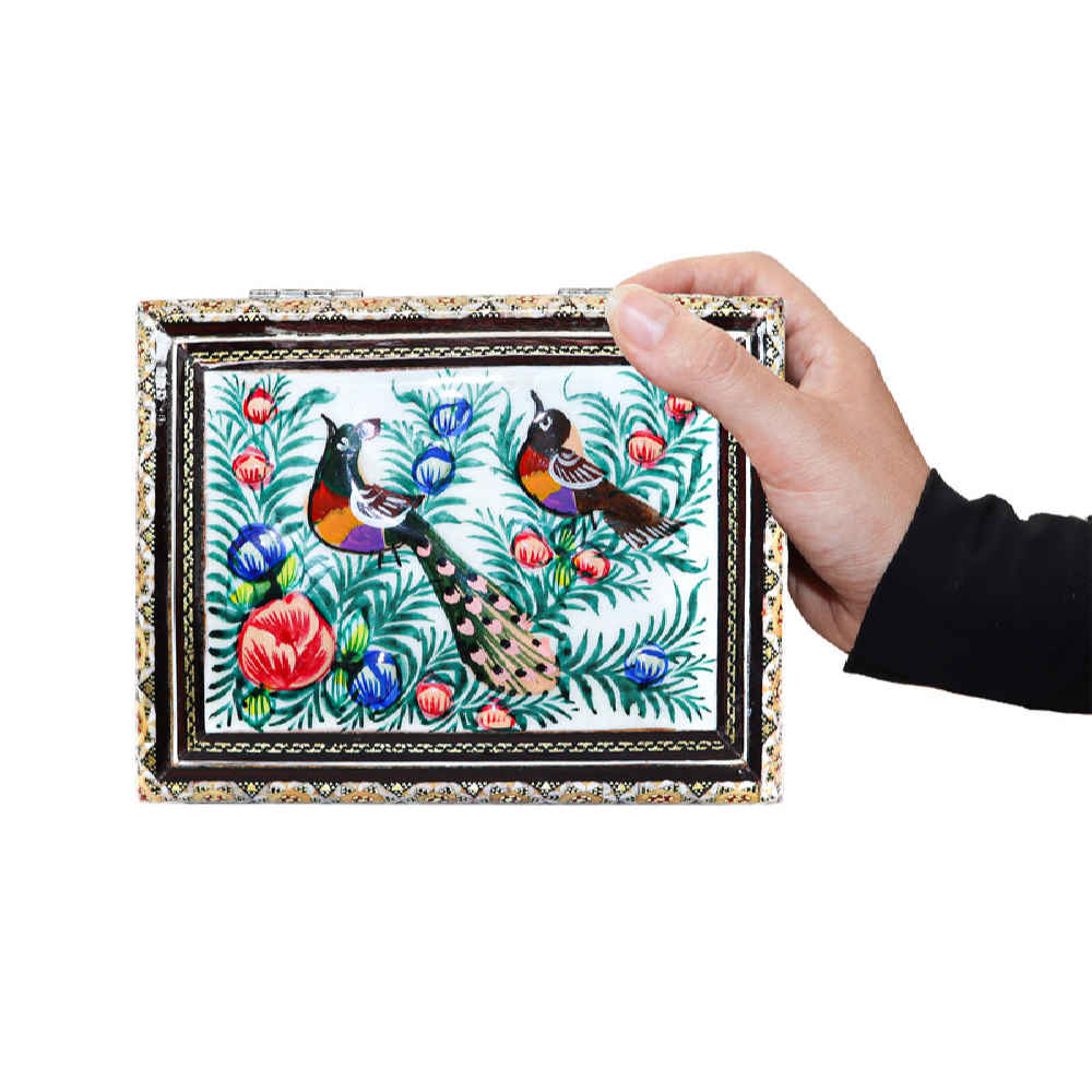 Price and Buy Handcrafted Wooden Jewelry Box with Persian Khatam Birds Pattern - Image 4