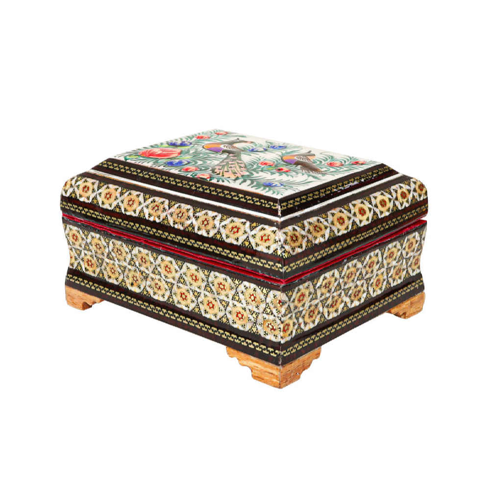 Price and Buy Handcrafted Wooden Jewelry Box with Persian Khatam Birds Pattern - Image 5