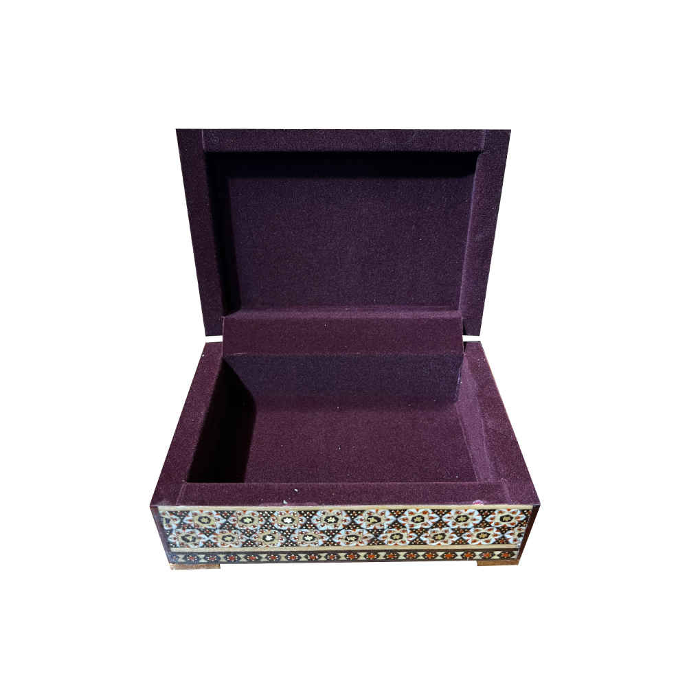 Price and Buy Handcrafted Wooden Jewelry Box with Persian Khatam Blue Flowers - Image 3