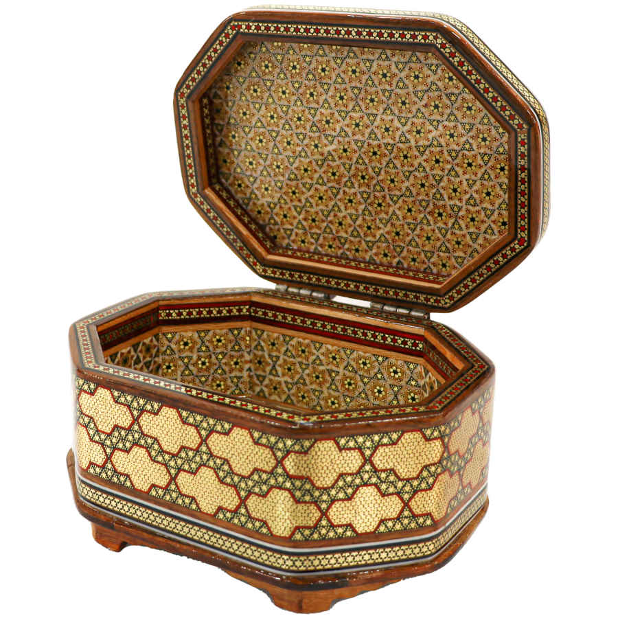 Price and Buy Handcrafted Wooden Jewelry Box with Persian Khatam Design – Pegah - Image 3
