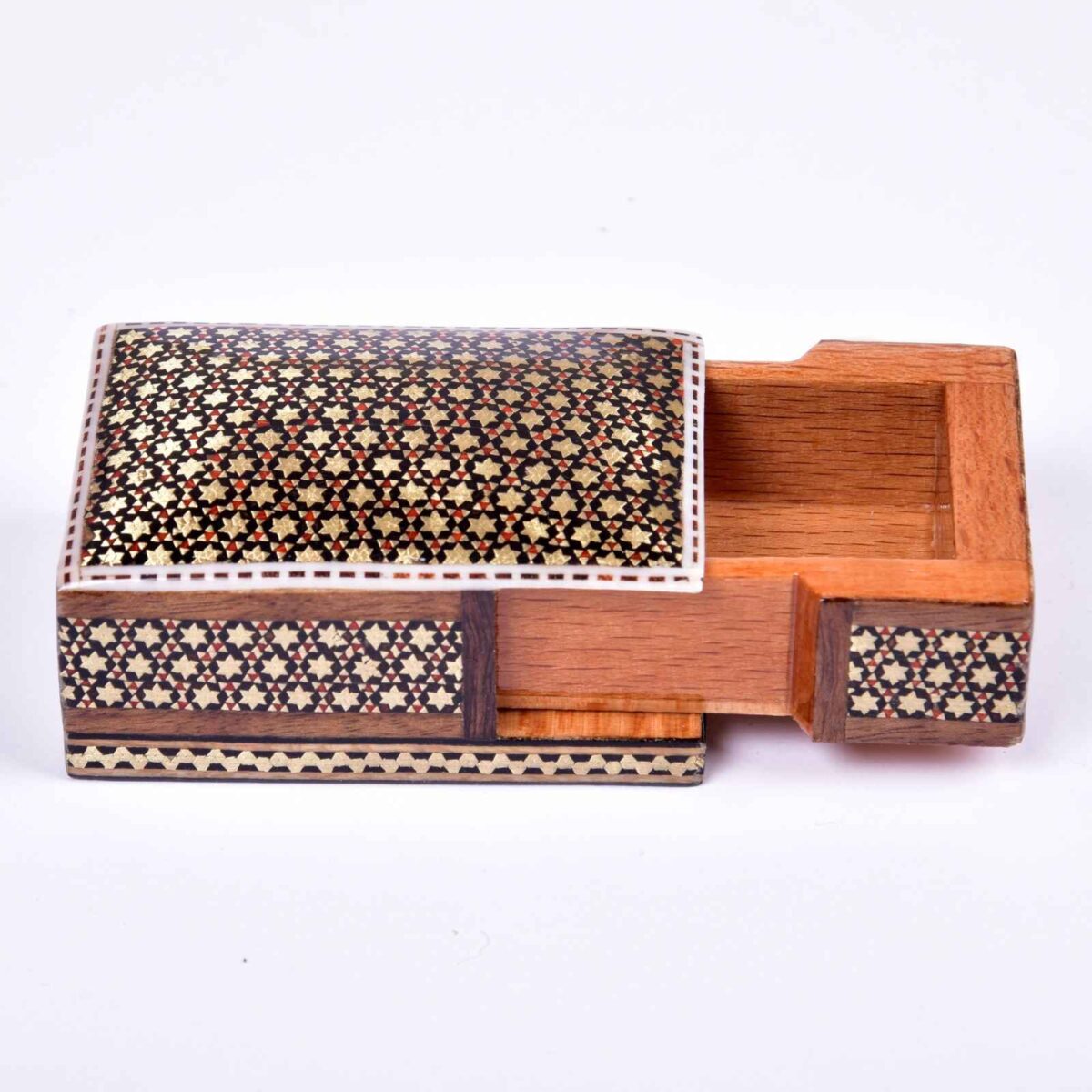 Price and Buy Handcrafted Wooden Jewelry Box with Persian Khatam Design – Setareh - Image 3